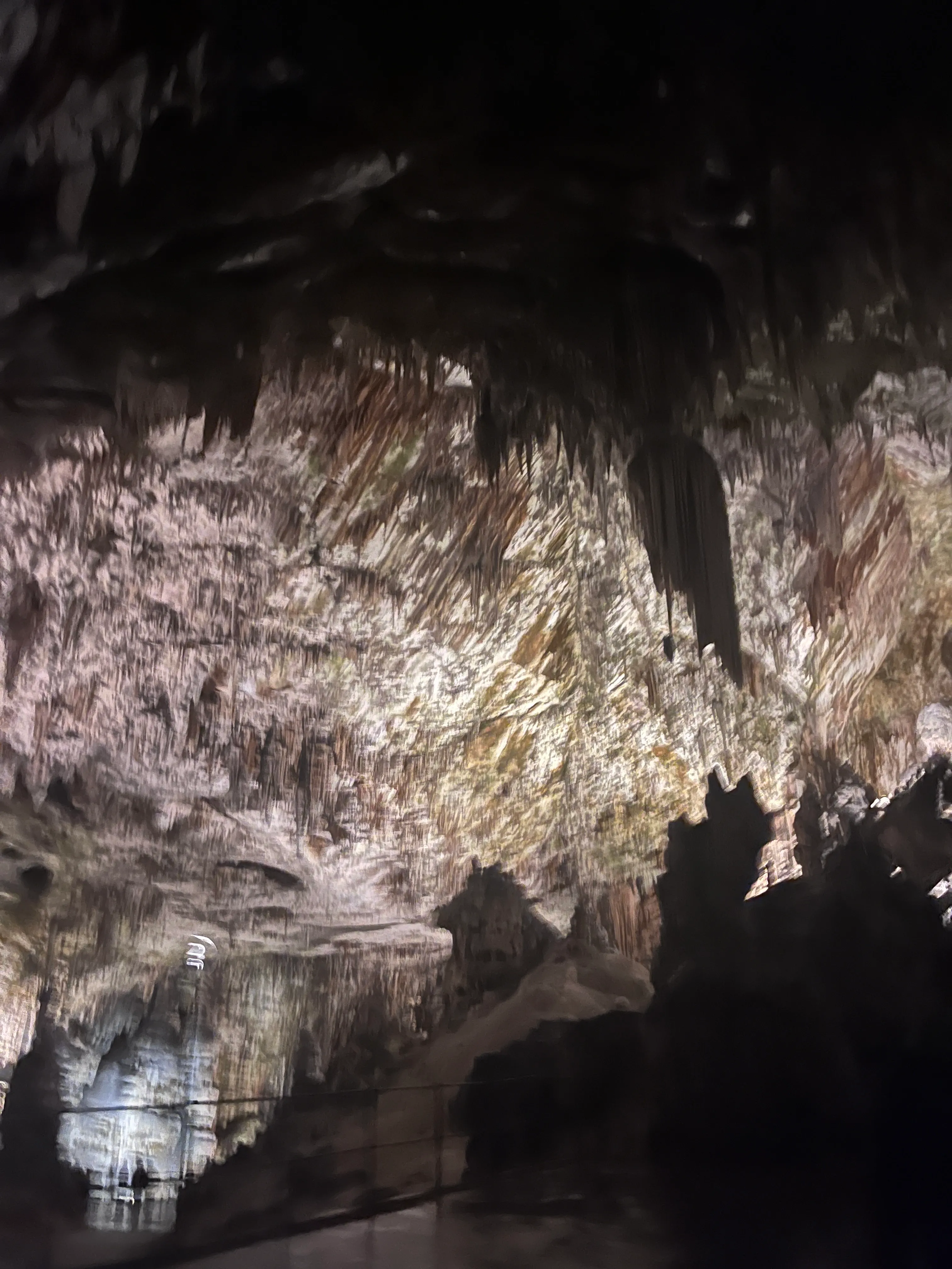 Large rock formations inside a cave
